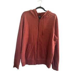 Prana Mens Small Rust Full Zip Hoodie Jacket Cotton Standard Fit #5297